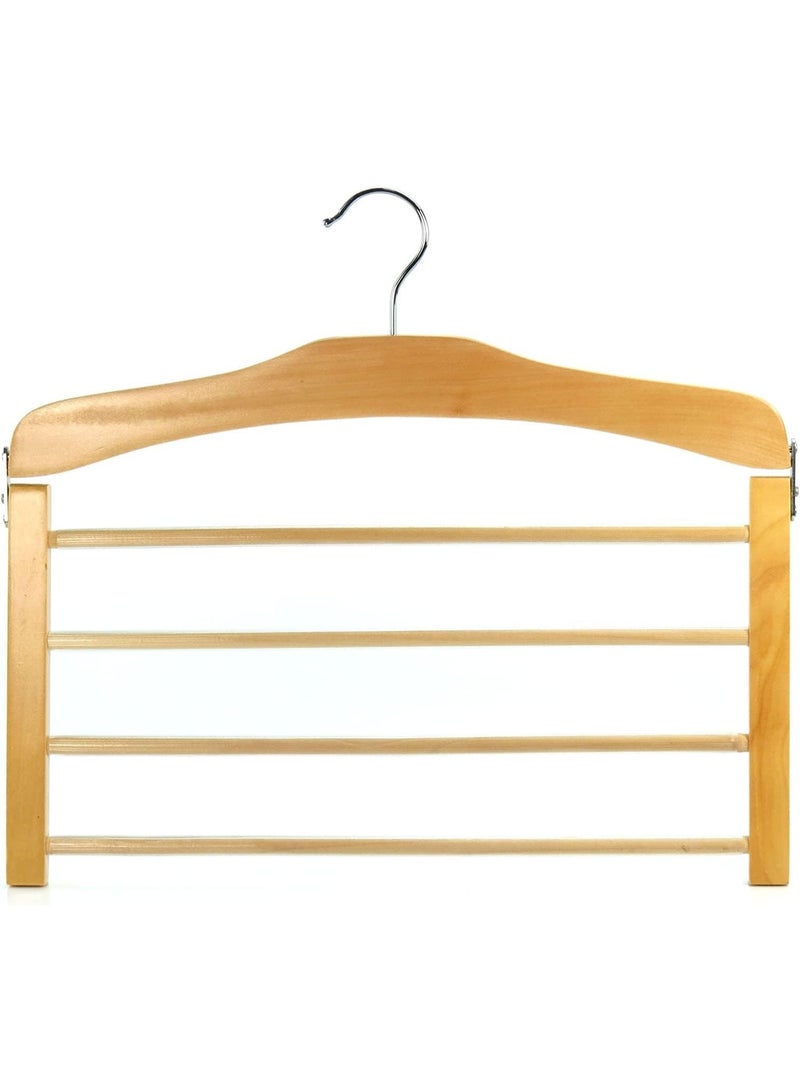 هابي هوم علاقة بنطلونات خشبية متعددة الطبقات لتوفير المساحة – منظم خزانة 4 طبقات للبناطيل، الجينز، الأوشحة، الأحزمة والملابس الأخرى، تصميم أنيق ومتين يحافظ على الملابس بدون تجاعيد، يوفر ترتيبًا عمليًا ومرتبًا لكل خزانة، مثالي للمساحات الصغيرة وللحفاظ على الملابس منظمة وسهلة الوصول، إضافة رائعة لأي غرفة نوم أو خزانة 25*38 سم - Image 5